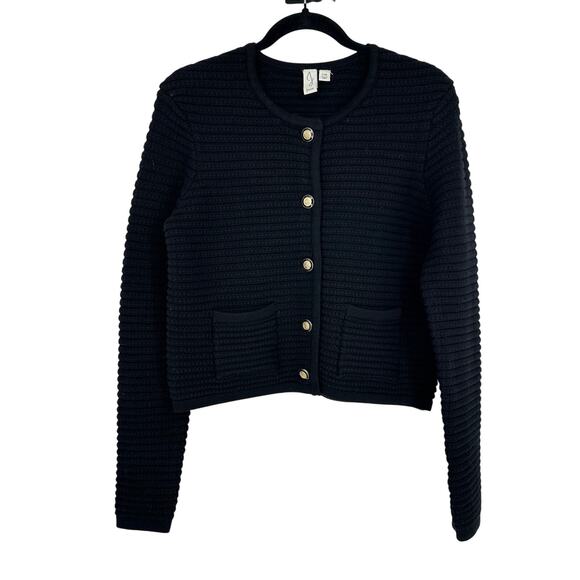 Joie Womens Long Sleeve Cardigan Size L Black Thick Knit Old Money Lady Like - Picture 1 of 11